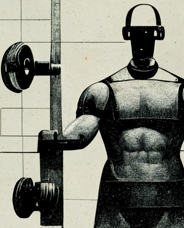 Ai Illustration of man lifting weights with hint to a graph